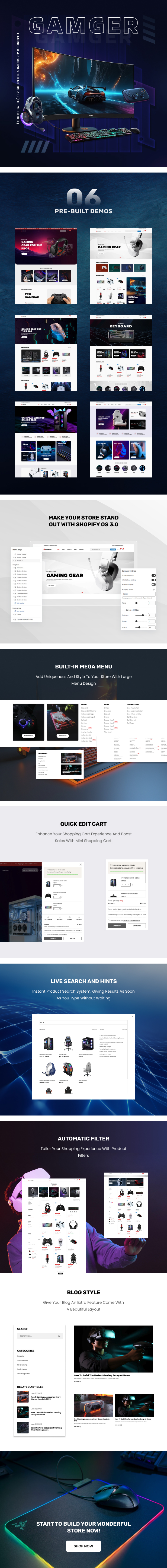 Gaming Gear Shopify Theme Gamger OS 3.0 Preview