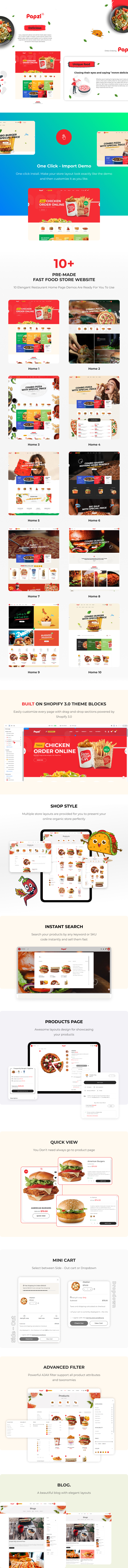 Papzi - Fast Food Restaurant Shopify Theme OS 3.0 (Theme Block)