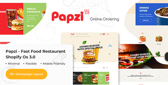 Papzi - Fast Food Restaurant Shopify Theme OS 3.0 (Theme Block)