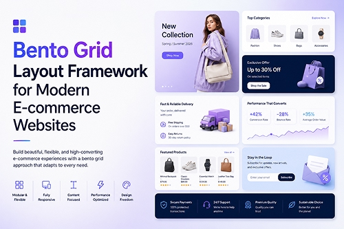 Bento Grid Layout Framework for Modern E-commerce Websites